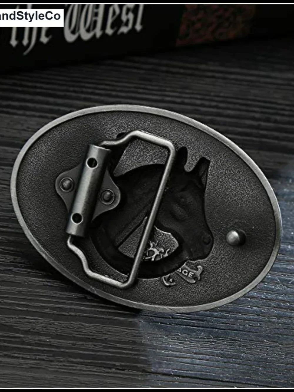 Vintage Western Cowboy Belt Buckle - Silver Horse Head Design, Zinc Alloy -